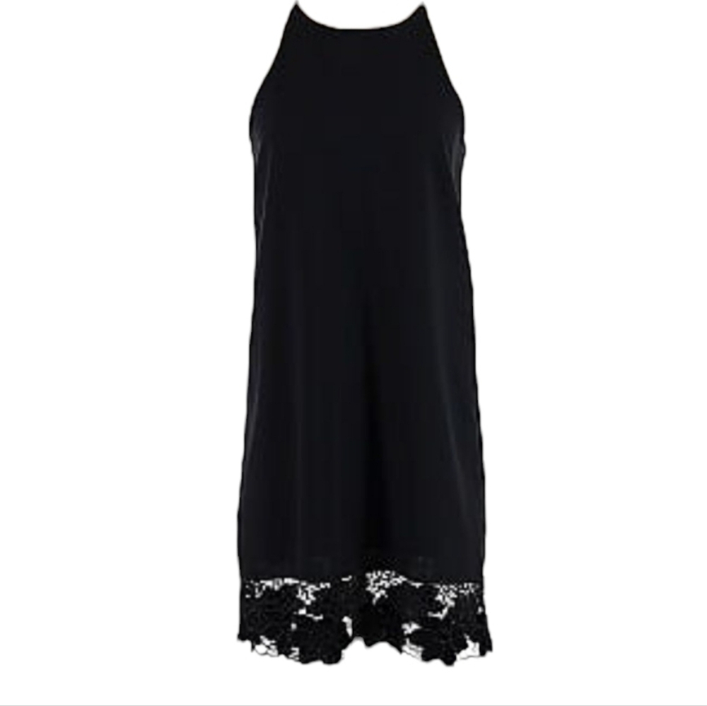 AQUA sleeveless black lace halter style cocktail occassion shift dress large